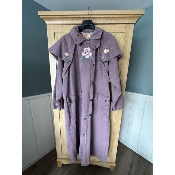 Vintage The Australian Outback Collection Canvas Cotton Duster Coat Jacket SZ L - Picture 15 of 15